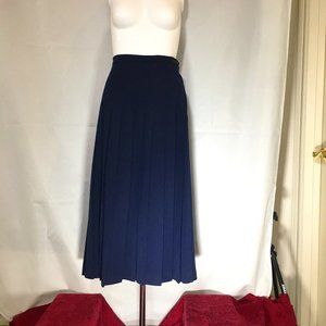 VINTAGE Delicia Pleated Midi Skirt Navy Wool Size 4